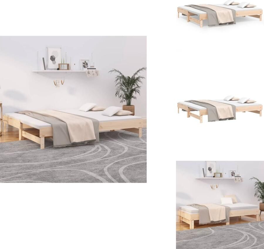 VidaXL Slaapbank Slaapbanken Bedbank Bed Bank Slaap Bank Slaapbank uitschuifbaar massief grenenhout 2x(100x200) cm