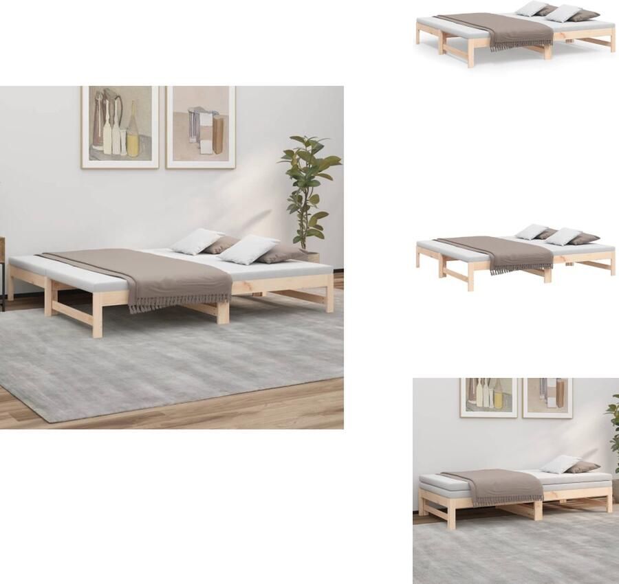 VidaXL Massief grenenhouten slaapbank Uitschuifbaar Gelat ontwerp Eenvoudig gebruik Afmetingen- 195.5x179x30 cm (LxBxH) Geschikte matras- 90x190 cm Bed