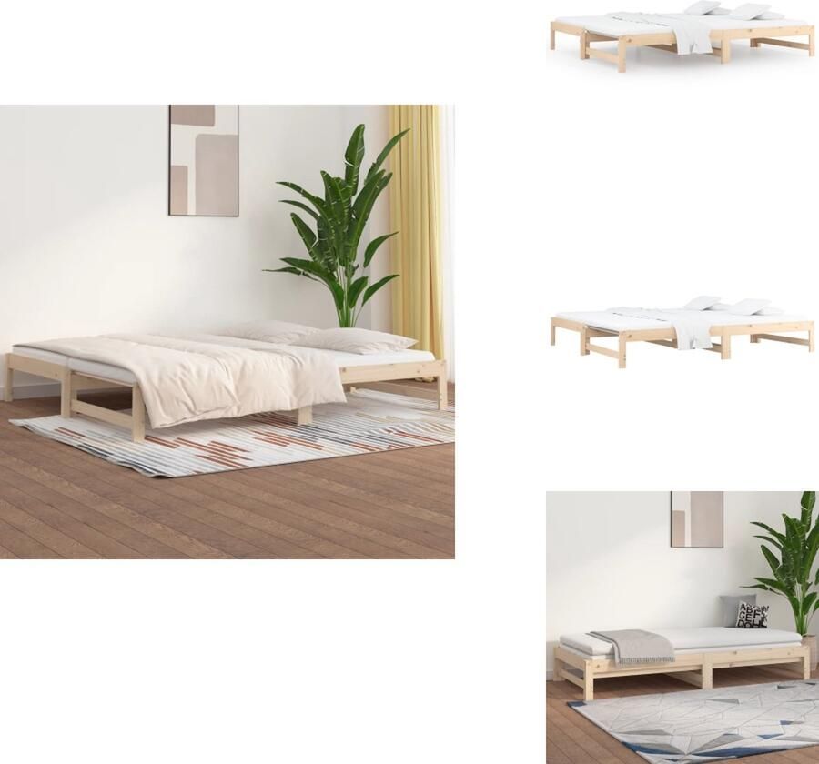 VidaXL Slaapbank Slaapbanken Bedbank Bed Bank Slaap Bank Slaapbank uitschuifbaar massief grenenhout 2x(90x190) cm - Foto 2