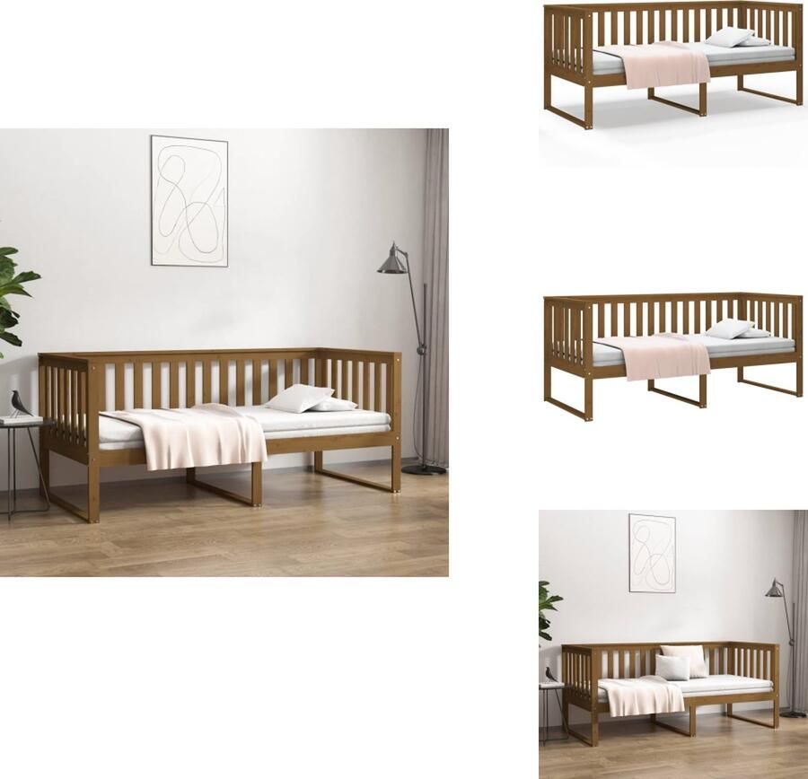 VidaXL Slaapbank Slaapbanken Bedbank Bed Slaapbank 100 x 200 cm massief grenenhout honingbruin