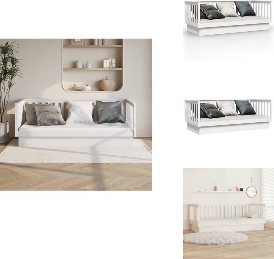 VidaXL Slaapbank Slaapbanken Bedbank Bed Slaapbank 100x200 cm massief grenenhout wit
