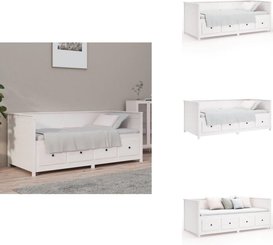 VidaXL Slaapbank Slaapbanken Bedbank Bed Slaapbank zonder matras 100x200 cm massief grenenhout wit