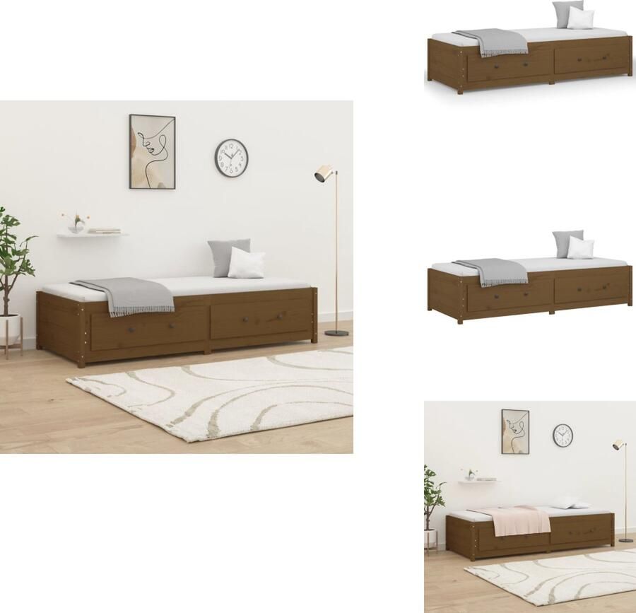 VidaXL Slaapbank Slaapbanken Bedbank Bed Slaapbank 75x190 cm massief grenenhout honingbruin Small Single