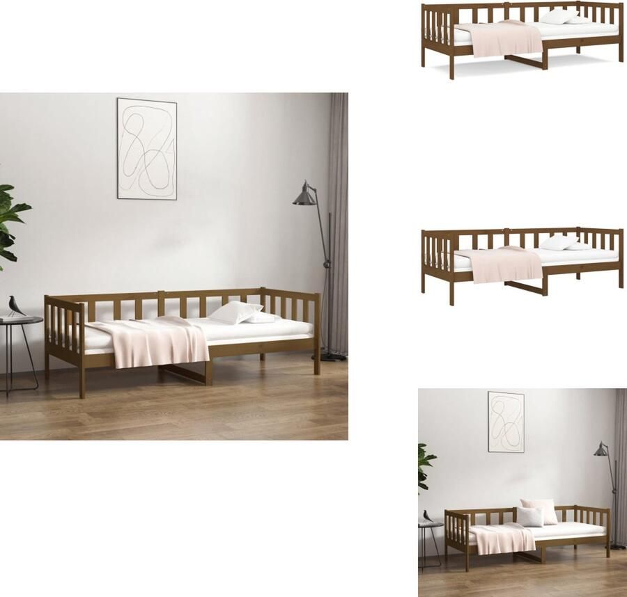 VidaXL Slaapbank Grenenhout 203.5 x 85.5 x 66 cm 3-zijdig bedhek Gelat ontwerp Honingbruin Bed - Foto 2