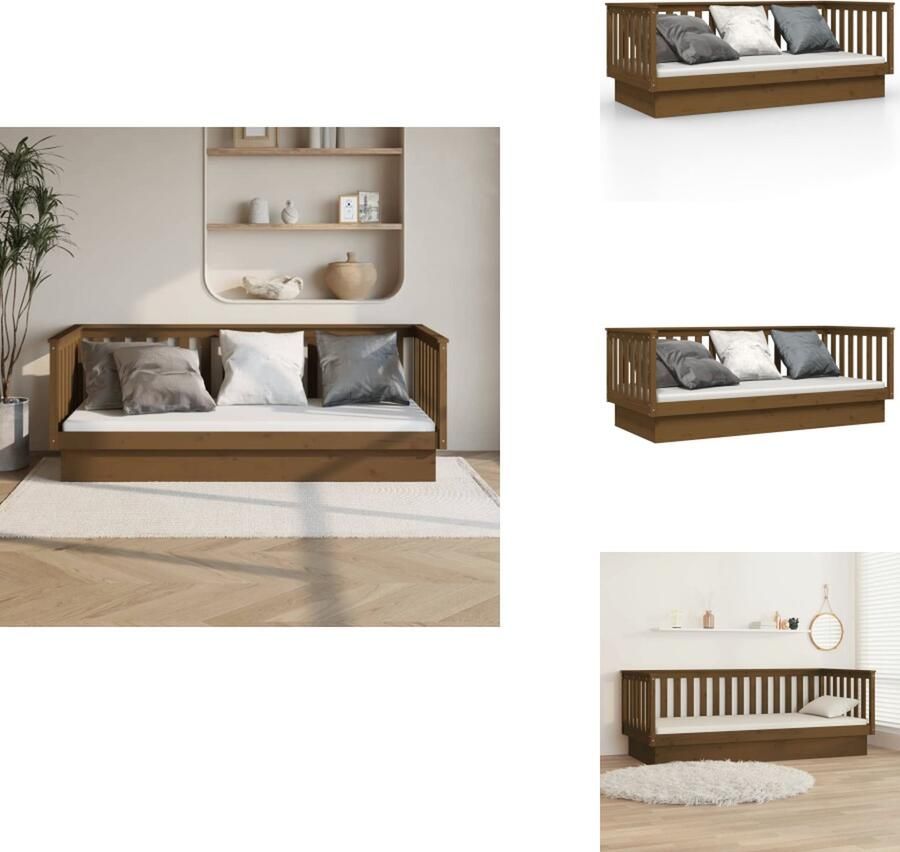 VidaXL Slaapbank Grenenhout 203.5 x 85.5 x 66 cm 3-zijdig bedhek Gelat ontwerp Honingbruin Bed - Foto 3