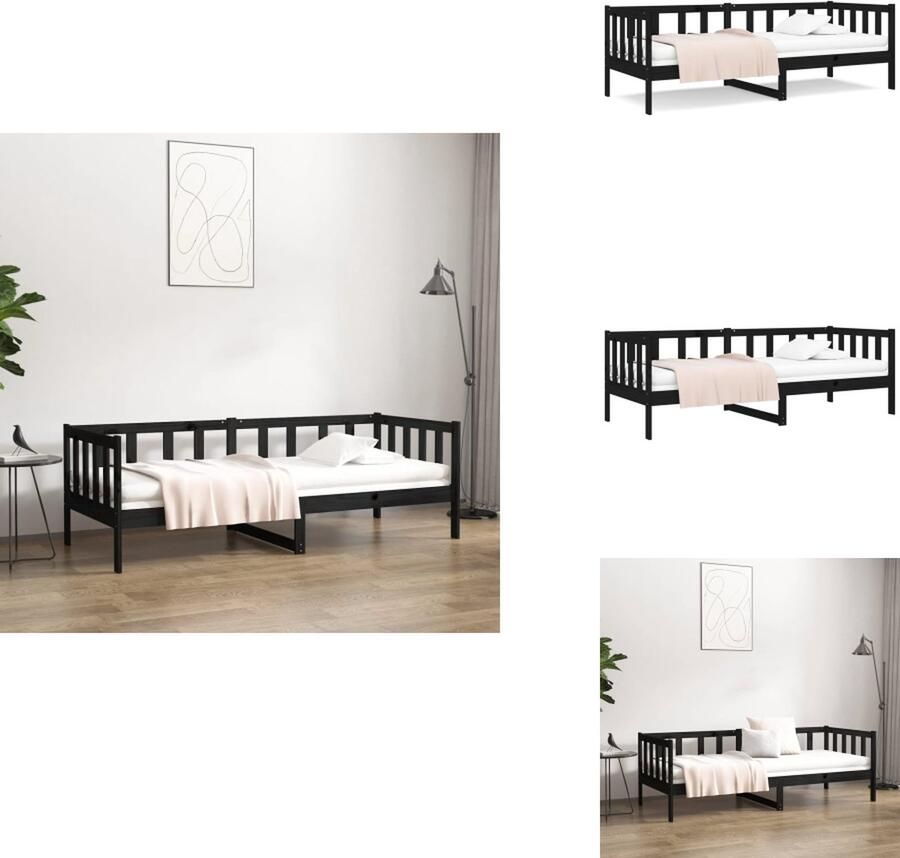 VidaXL Slaapbank Slaapbanken Bedbank Bed Slaapbank 80x200 cm massief grenenhout zwart - Foto 2