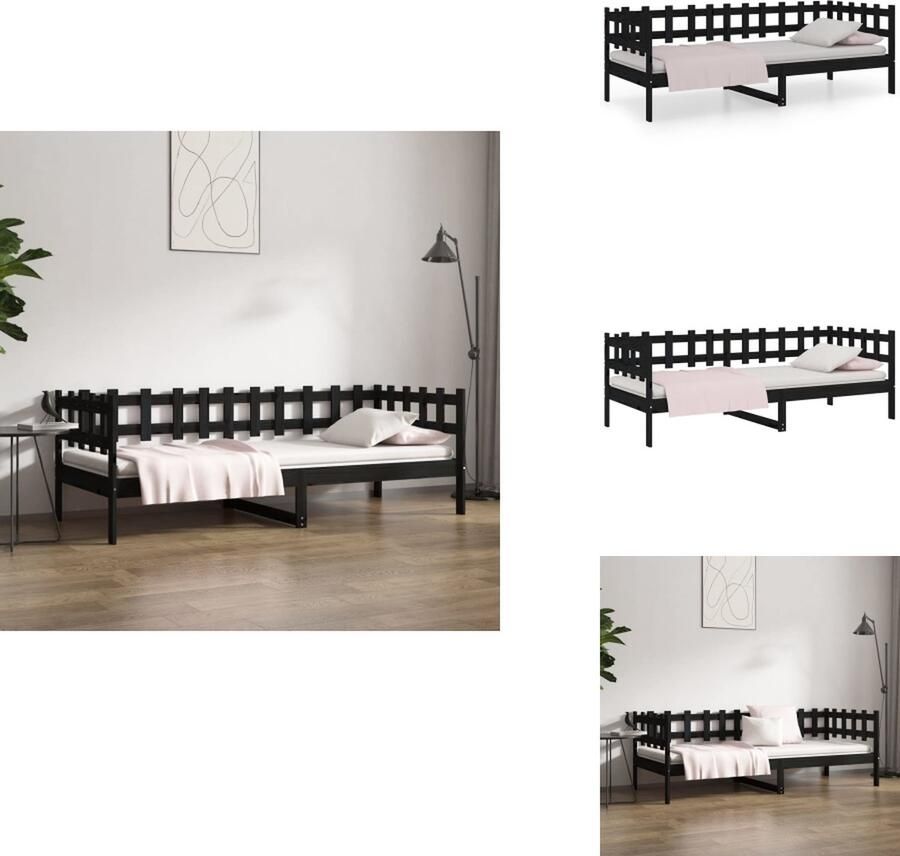 VidaXL Slaapbank Slaapbanken Bedbank Bed Slaapbank 80x200 cm massief grenenhout zwart