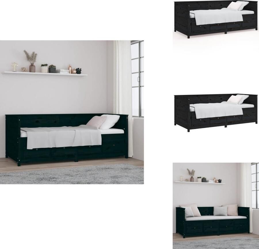 VidaXL Slaapbank Slaapbanken Bedbank Bed Slaapbank 80x200 cm massief grenenhout zwart