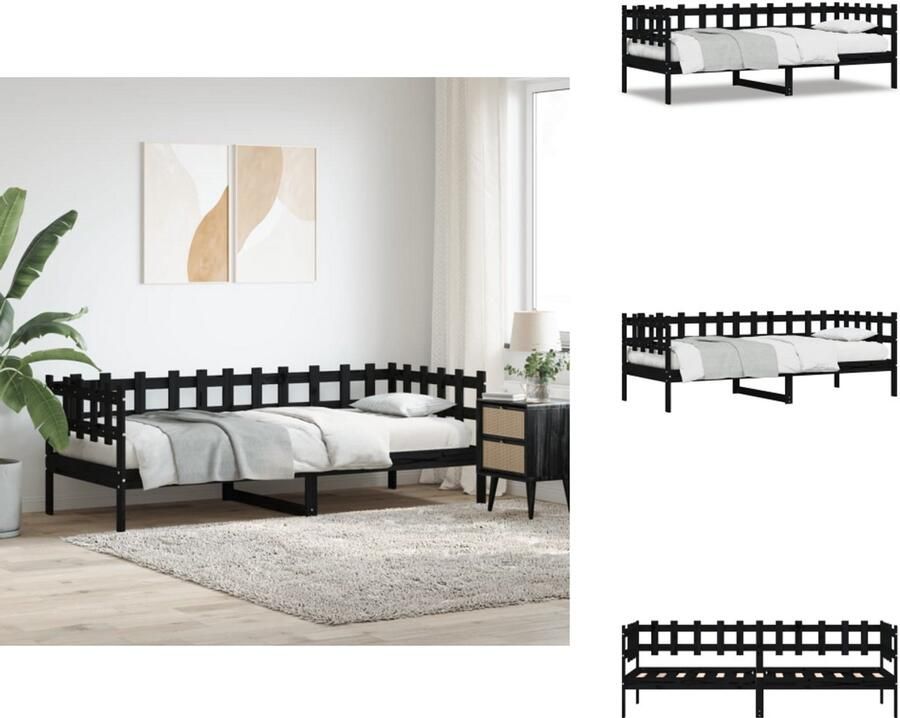 VidaXL Slaapbank Slaapbanken Bedbank Bed Slaapbank 80x200 cm massief grenenhout zwart