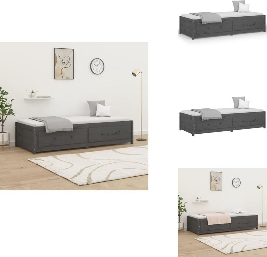 VidaXL Slaapbank Slaapbanken Bedbank Bed Slaapbank 90x190 cm massief grenenhout grijs 3FT Single