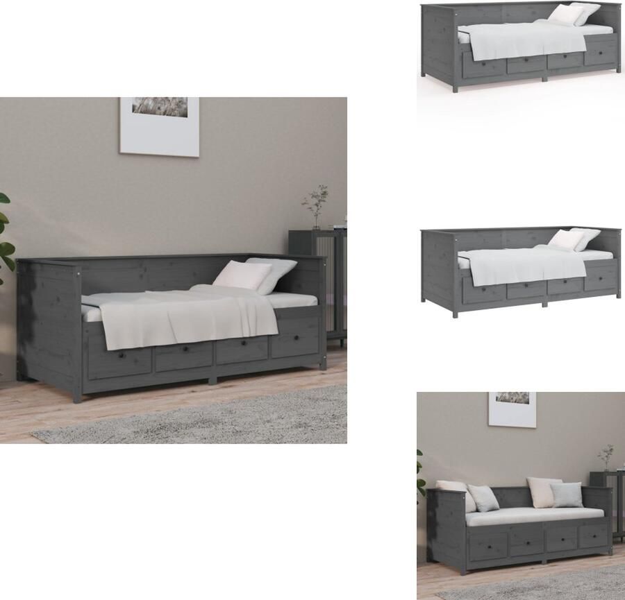VidaXL Slaapbank Slaapbanken Bedbank Bed Slaapbank 90x190 cm massief grenenhout grijs
