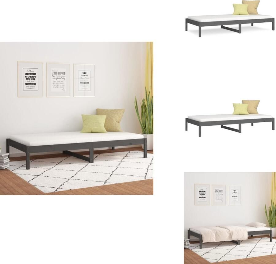 VidaXL Slaapbank Slaapbanken Bedbank Bed Slaapbank 90x190 cm massief grenenhout grijs 3FT Single