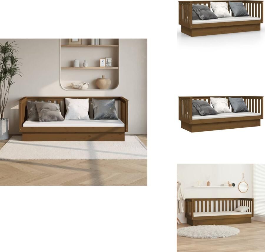 VidaXL Slaapbank Slaapbanken Bedbank Bed Slaapbank 90x190 cm massief grenenhout honingbruin