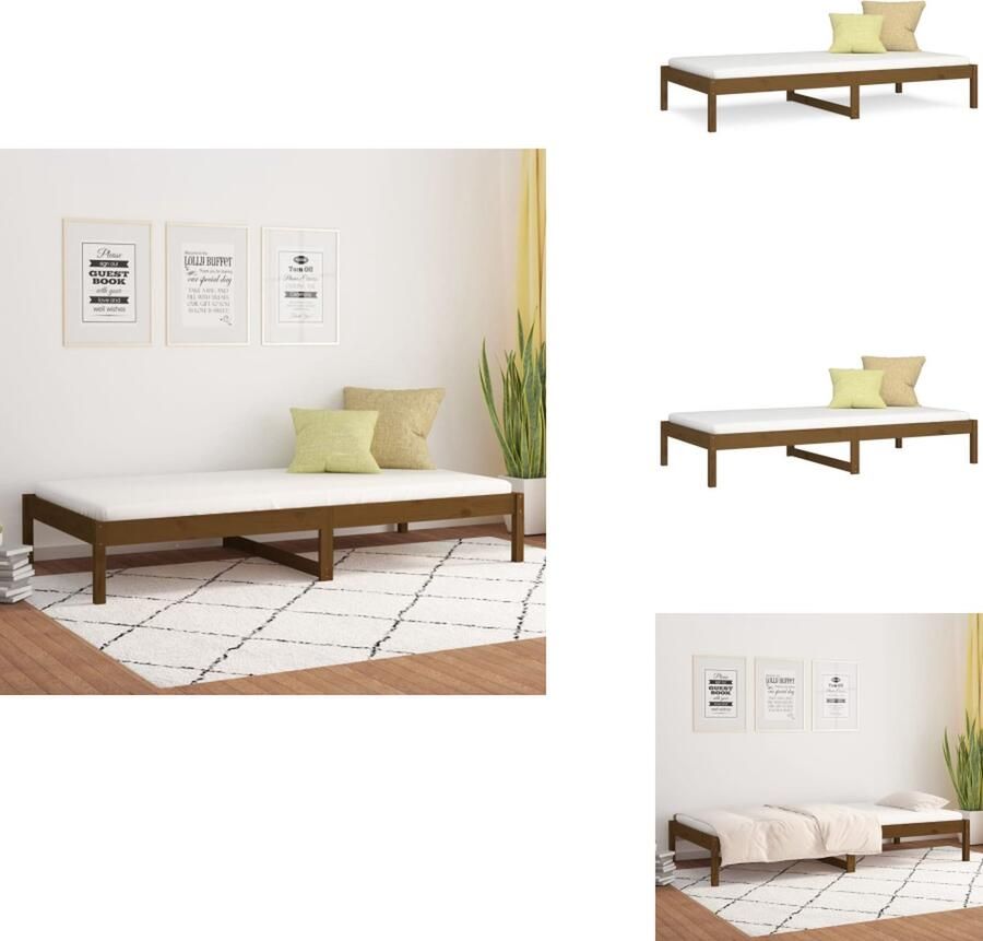 VidaXL Slaapbank Slaapbanken Bedbank Bed Slaapbank 90x190 cm massief grenenhout honingbruin 3FT Single