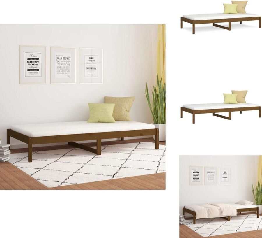 VidaXL Slaapbank Slaapbanken Bedbank Bed Slaapbank 90x190 cm massief grenenhout honingbruin 3FT Single - Foto 2