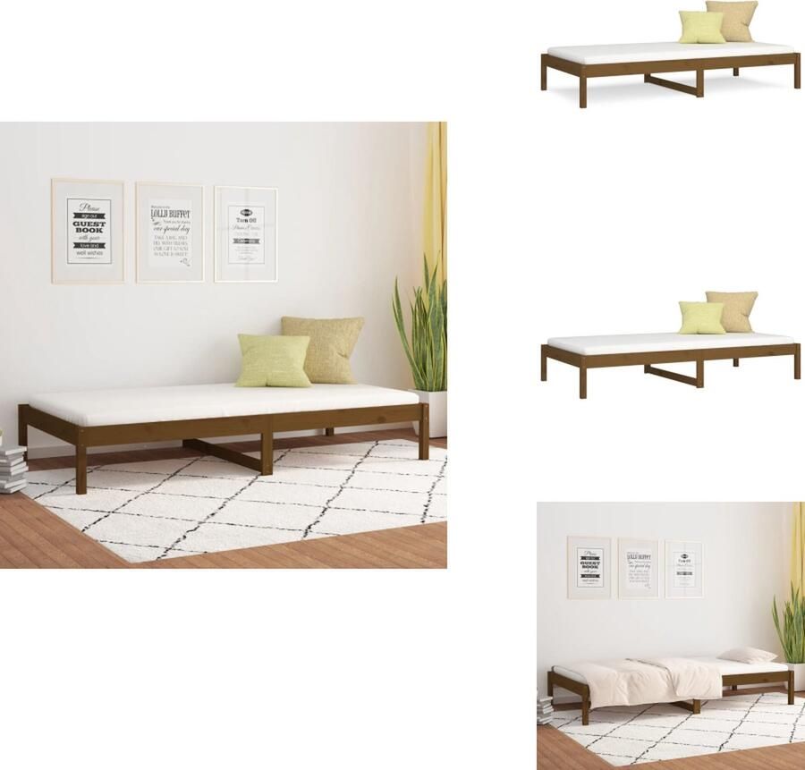 VidaXL Bed Grenenhout veelzijdig Type- bedframe Afmeting- 205.5 x 96 x 30 cm Ken- extra opbergruimte Kleur- honingbruin Montage vereist (150 karakters) Bed