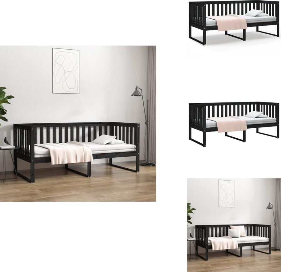 VidaXL Slaapbank Slaapbanken Bedbank Bed Slaapbank 90x200 cm massief grenenhout zwart