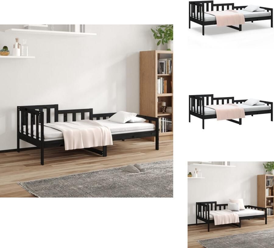 VidaXL Slaapbank Slaapbanken Bedbank Bed Slaapbank 90x200 cm massief grenenhout zwart