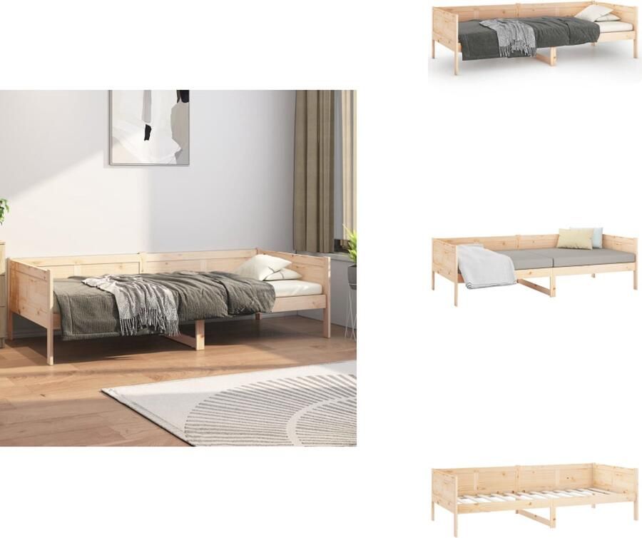 VidaXL Slaapbank Massief Grenenhout Grijs 193.5 x 96 x 68.5 cm Stevige lattenbodem Bed - Foto 2