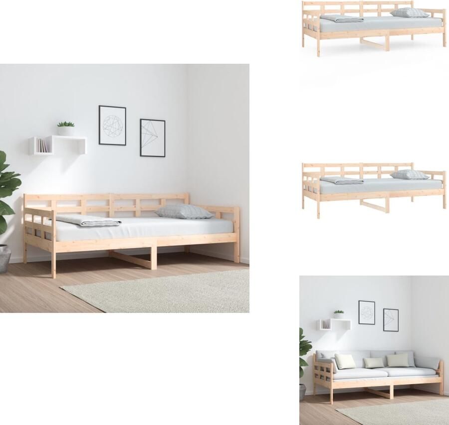 VidaXL Slaapbank Massief Grenenhout Bedframe 193.5 x 96 x 69.5 cm Stevige Lattenbodem Bed