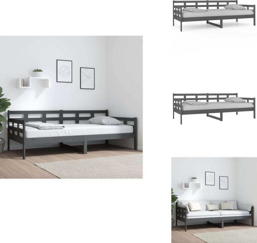 VidaXL Slaapbank Massief Grenen 203.5 x 96 x 69.5 cm Grijs Bedframe zonder matras Bed