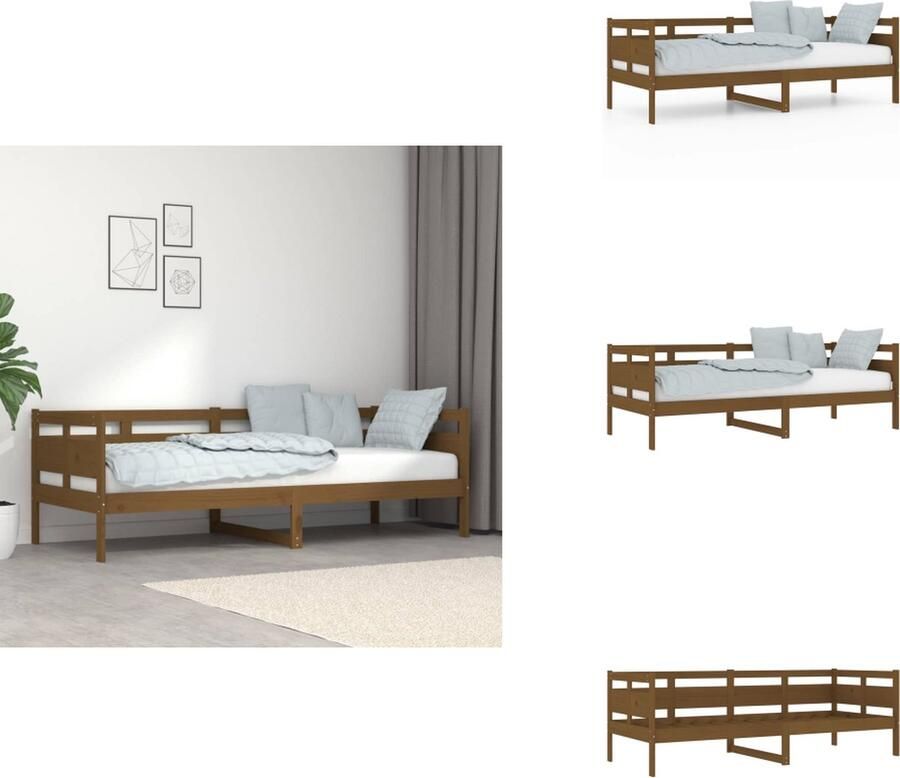 VidaXL Slaapbank Massief grenenhout Rustiek design Lattenbodem Honingbruin 203.5 x 86 x 69.5 cm Bed - Foto 3