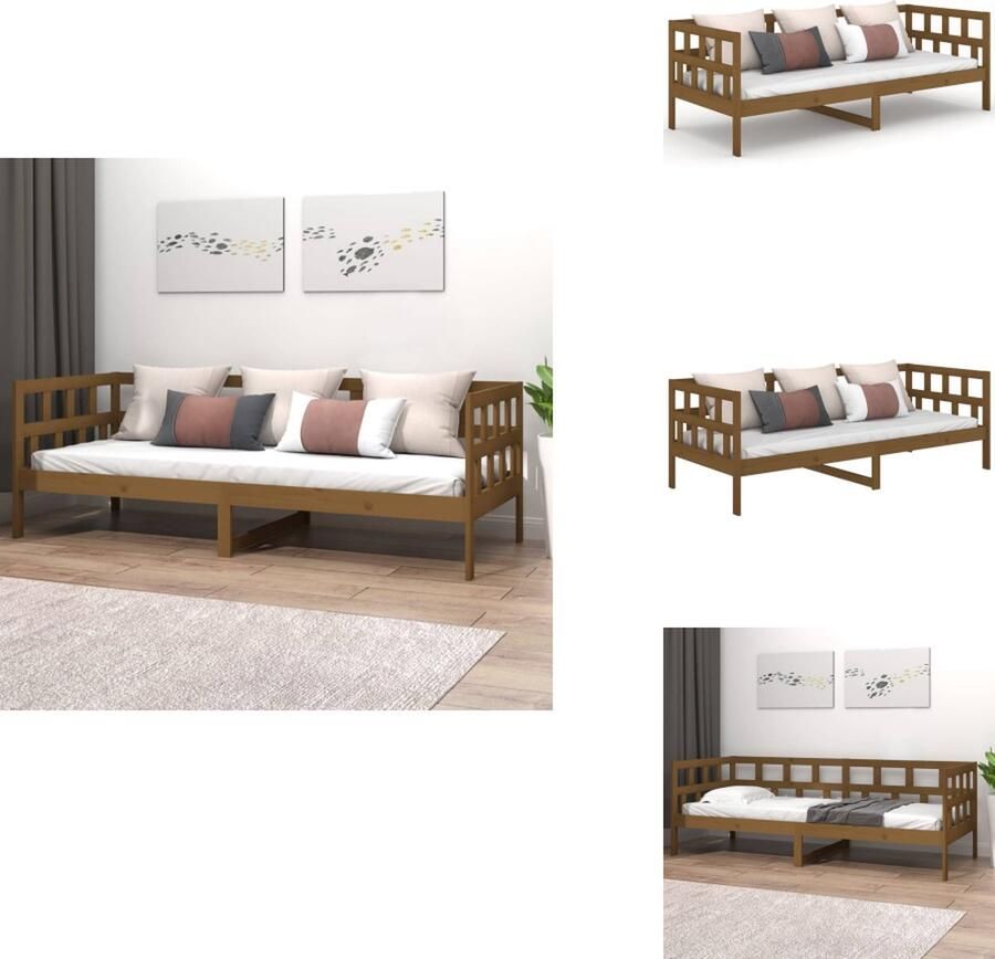 VidaXL Slaapbank Massief grenenhout Rustiek design Lattenbodem Honingbruin 203.5 x 86 x 69.5 cm Bed