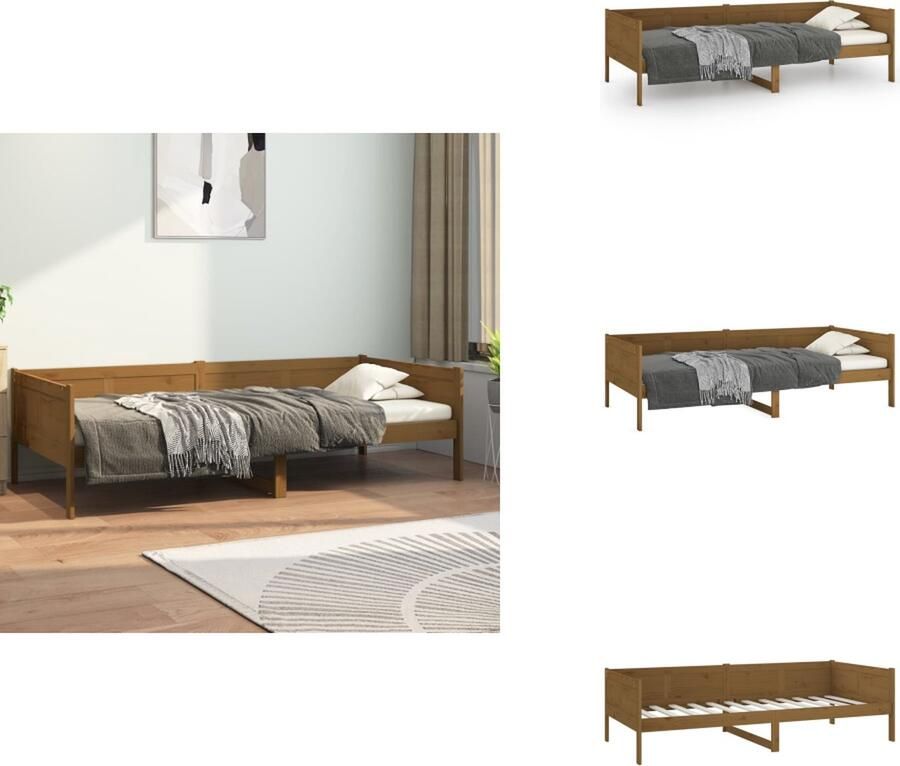 VidaXL Rustiek Massief Grenenhouten Bedframe 193.5 x 96 x 69.5 cm Honingbruin 90 x 190 cm Stevige lattenbodem Bed - Foto 5