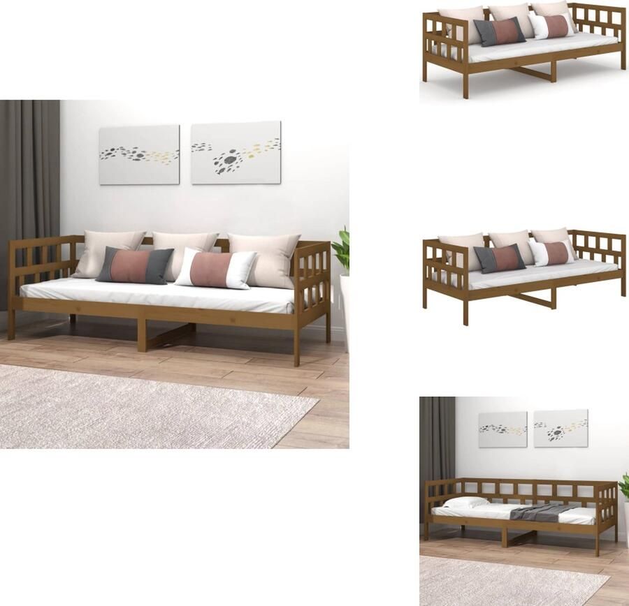 VidaXL Rustiek Massief Grenenhouten Bedframe 193.5 x 96 x 69.5 cm Honingbruin 90 x 190 cm Stevige lattenbodem Bed