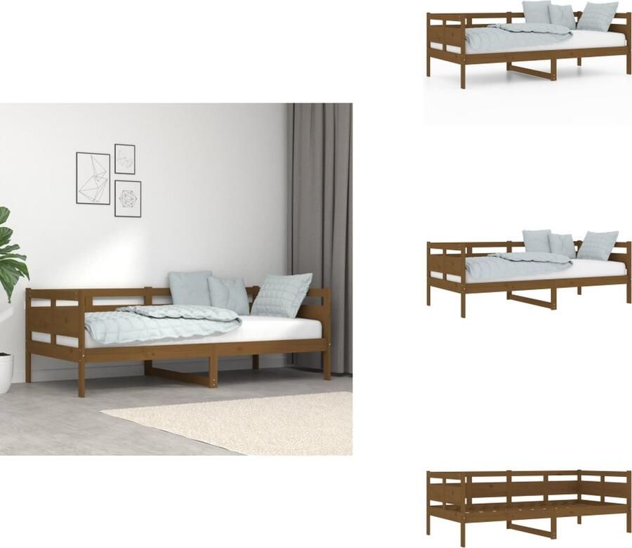 VidaXL Rustiek Massief Grenenhouten Bedframe 193.5 x 96 x 69.5 cm Honingbruin 90 x 190 cm Stevige lattenbodem Bed - Foto 4