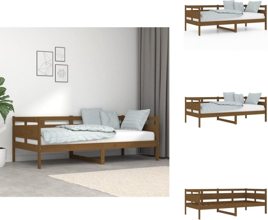 VidaXL Rustiek Massief Grenenhouten Bedframe 193.5 x 96 x 69.5 cm Honingbruin 90 x 190 cm Stevige lattenbodem Bed - Foto 6