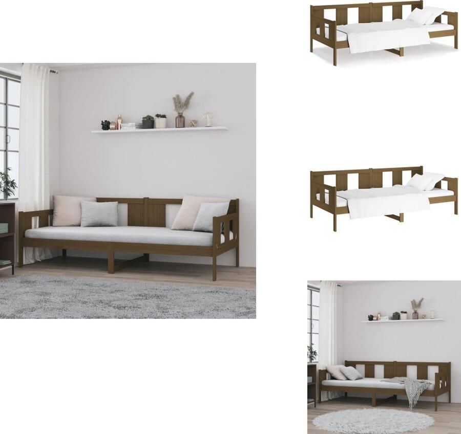 VidaXL Rustiek Massief Grenenhouten Bedframe 193.5 x 96 x 69.5 cm Honingbruin 90 x 190 cm Stevige lattenbodem Bed - Foto 2