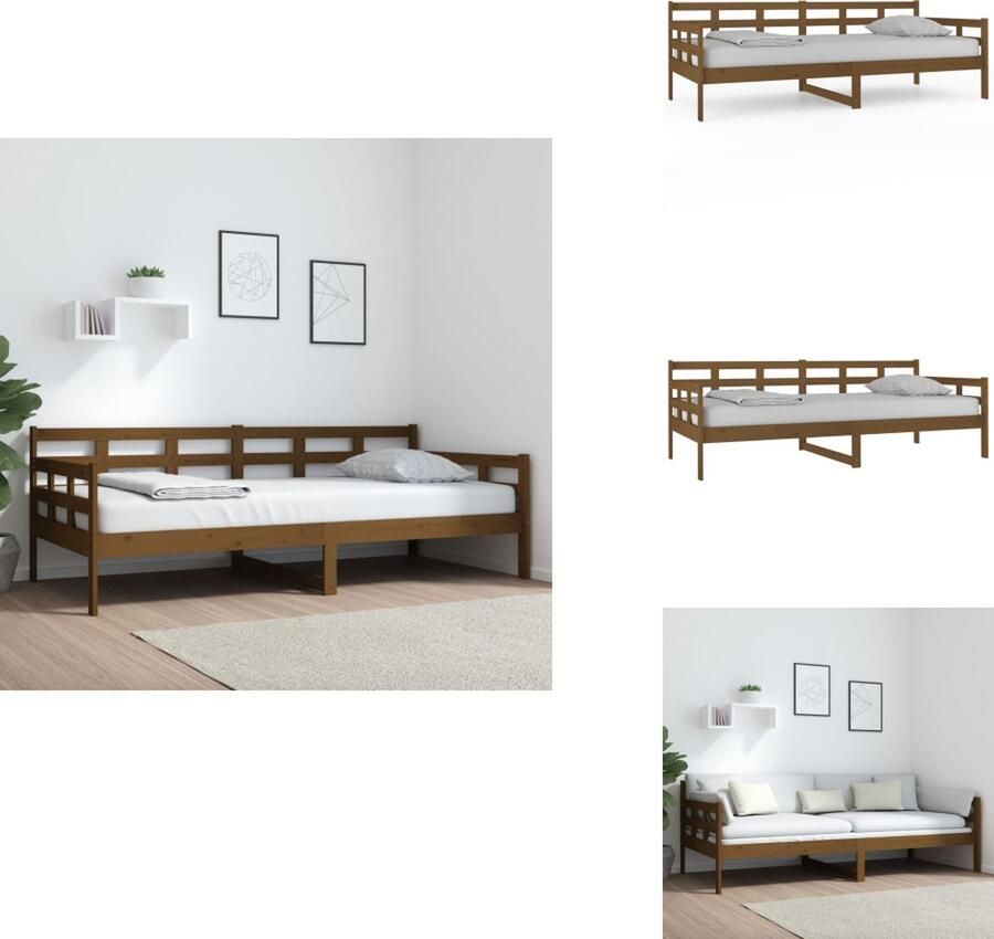VidaXL Slaapbank Slaapbanken Bedbank Bed Slaapbank massief grenenhout honingbruin 90x200 cm