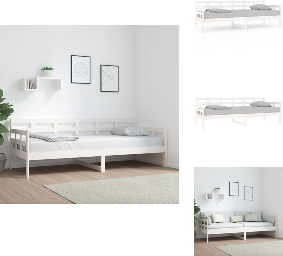 VidaXL Houten Slaapbank wit 203.5 x 86 x 66 cm massief grenenhout veelzijdige logeerbed en bank Bed