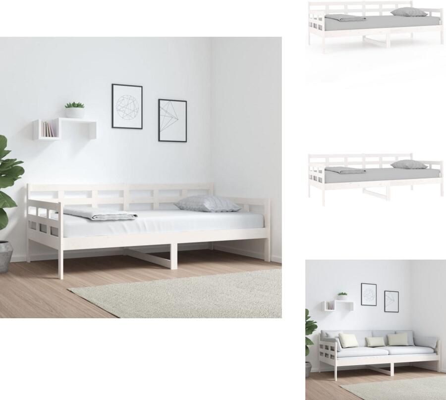 VidaXL Slaapbank Slaapbanken Bedbank Bed -Slaapbank-massief-grenenhout-wit-90x190-cm - Foto 2
