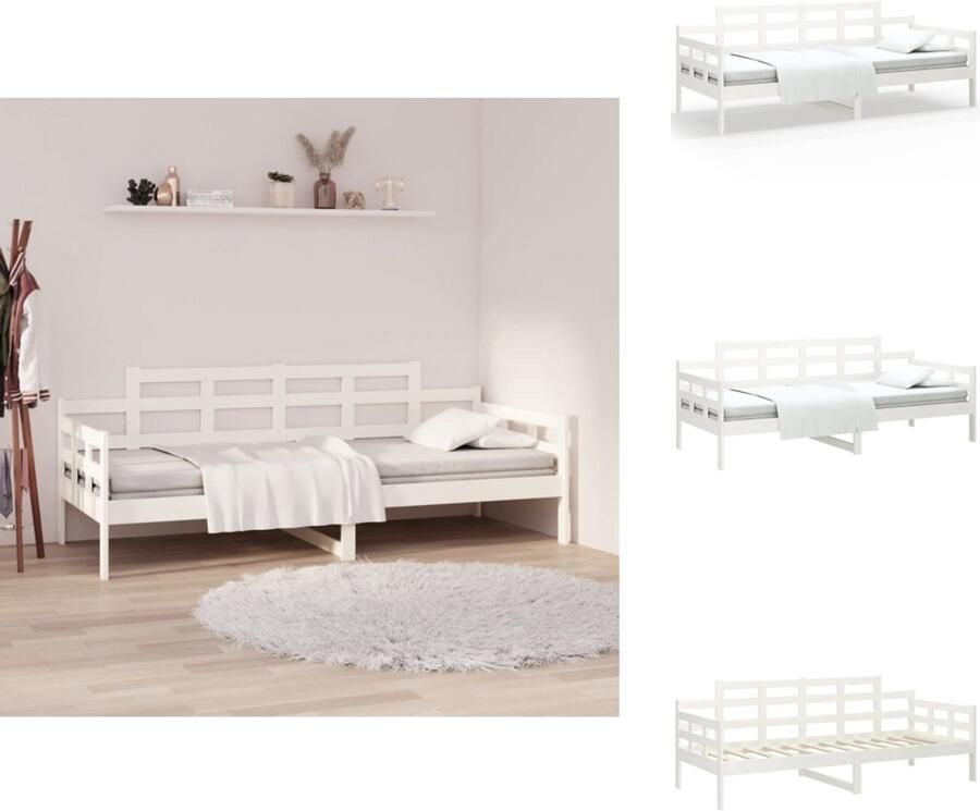 VidaXL Slaapbank Slaapbanken Bedbank Bed Slaapbank massief grenenhout wit 90x190 cm