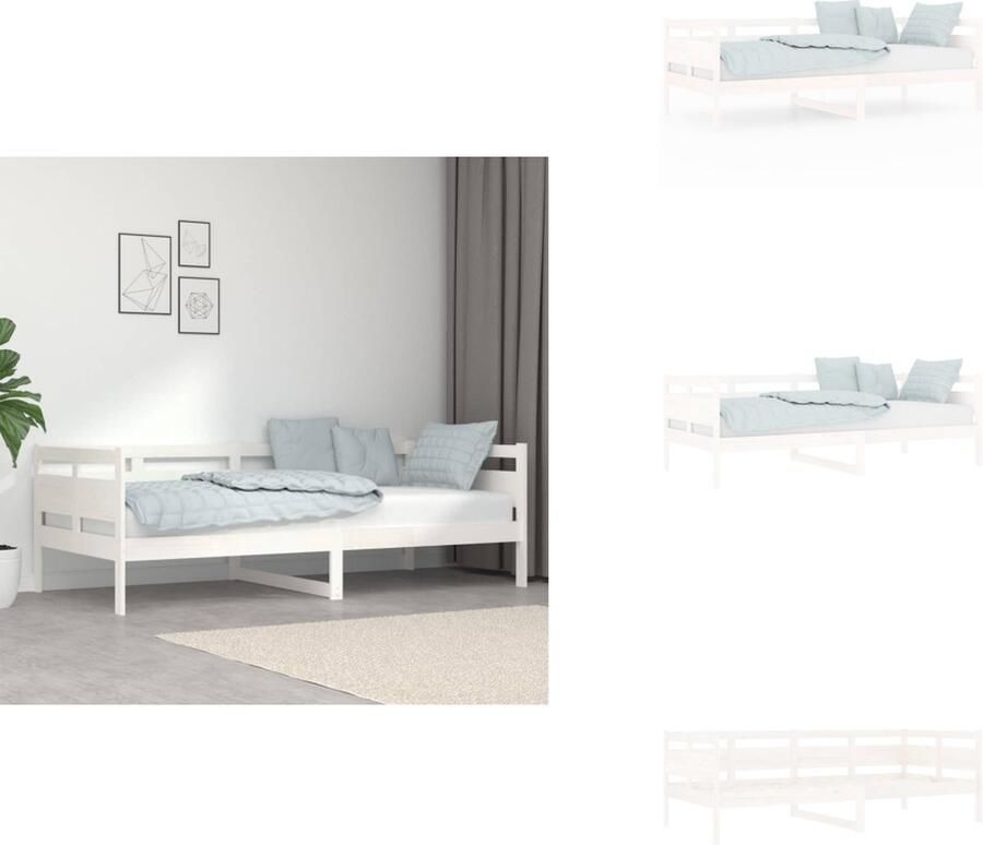 VidaXL Houten Slaapbank Logeerbed en Bank Wit 203.5 x 96.5 x 66 cm Geschikt voor 90 x 200 cm Matras Montage vereist Bed