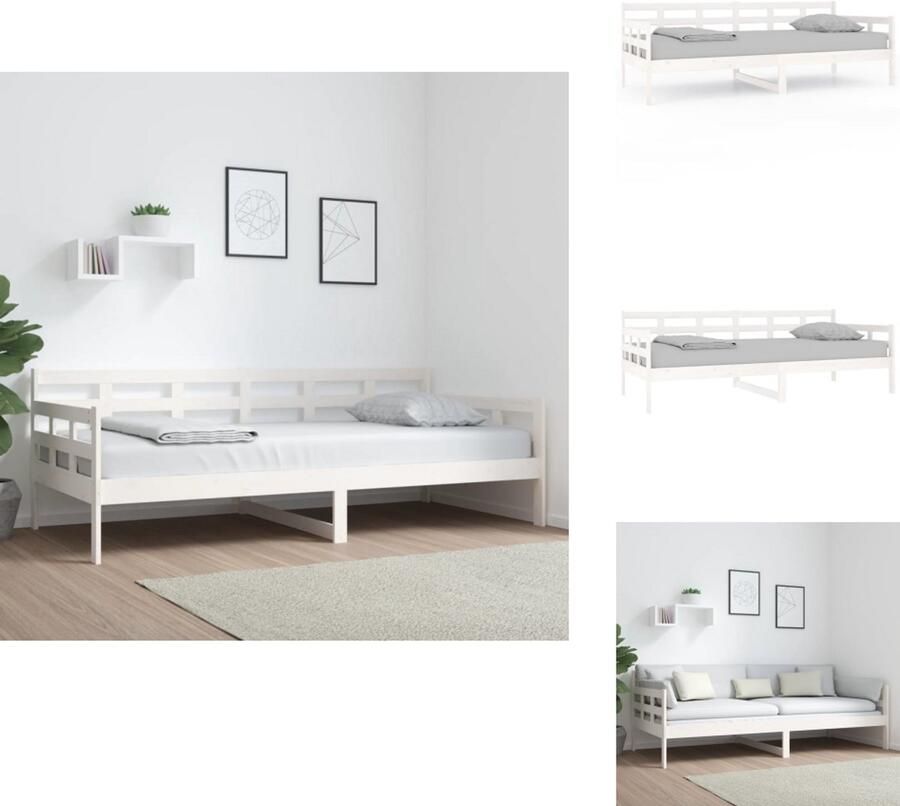 VidaXL Slaapbank Slaapbanken Bedbank Bed Slaapbank massief grenenhout wit 90x200 cm - Foto 2