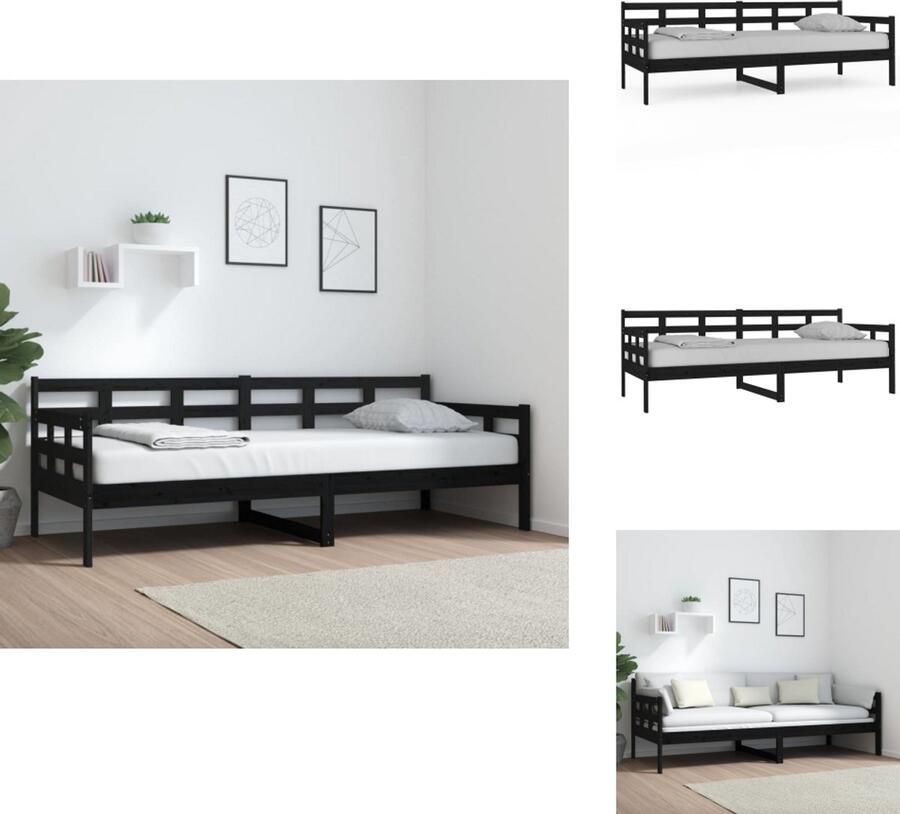 VidaXL Slaapbank Slaapbanken Bedbank Bed Slaapbank massief grenenhout zwart 80x200 cm
