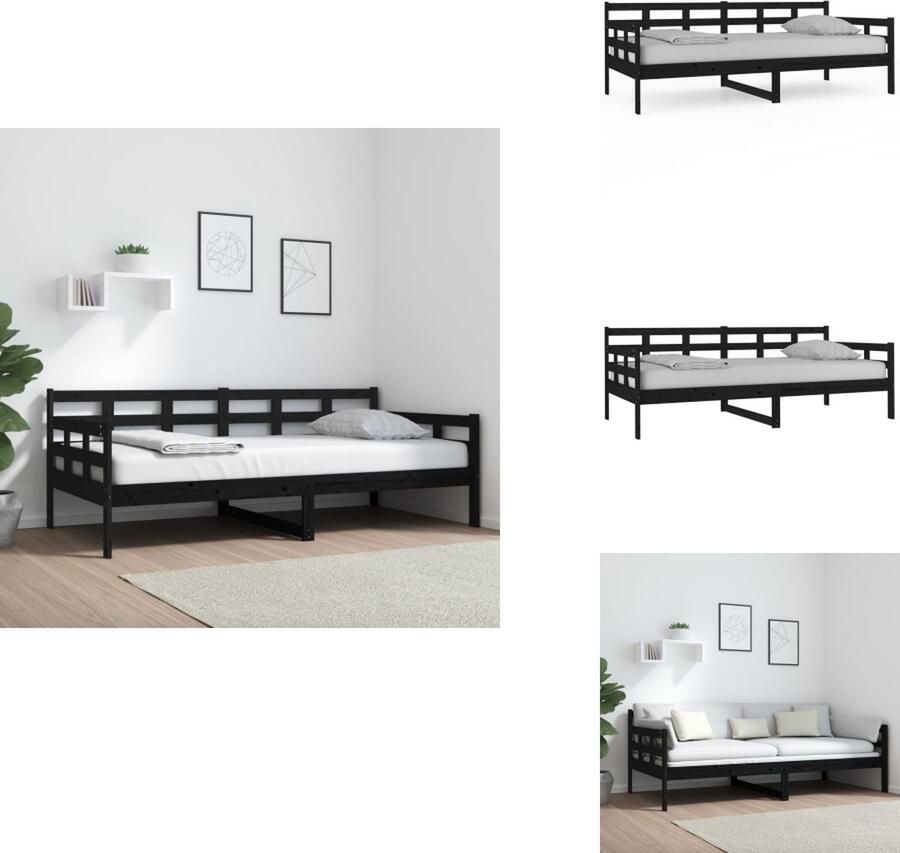 VidaXL Slaapbank Slaapbanken Bedbank Bed Slaapbank massief grenenhout zwart 90x190 cm