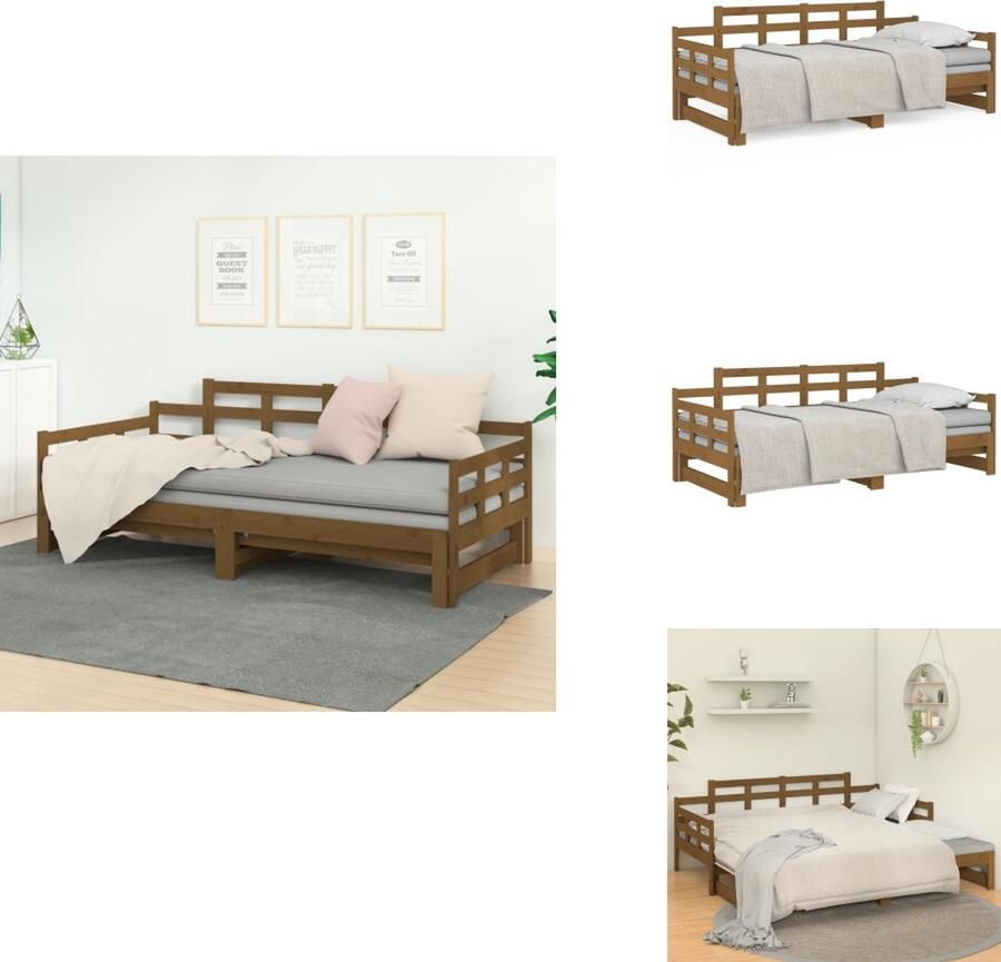 VidaXL Houten Slaapbank Massief Grenenhout Multifunctioneel Ontwerp Ruimtebesparend Honingbruin 193.5 x 181 x 76 cm Bed