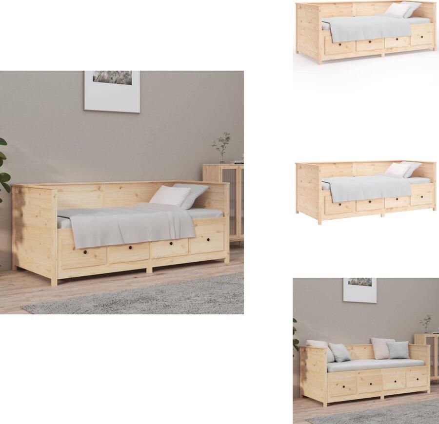 VidaXL Logeerbed Massief Grenenhout Slaapbank 207.5 x 107 x 76 cm Stabiel bedframe 3-zijdig bedhek Bed