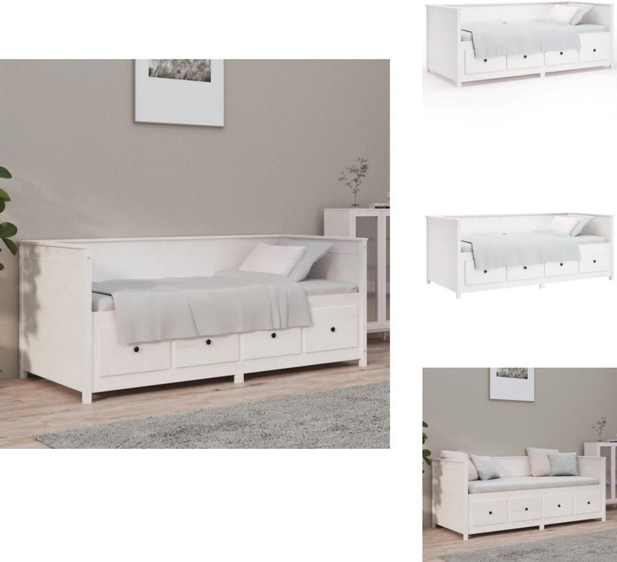 VidaXL Slaapbank Slaapbanken Bedbank Bed Slaapbank zonder matras 90x190 cm massief grenenhout wit - Foto 2