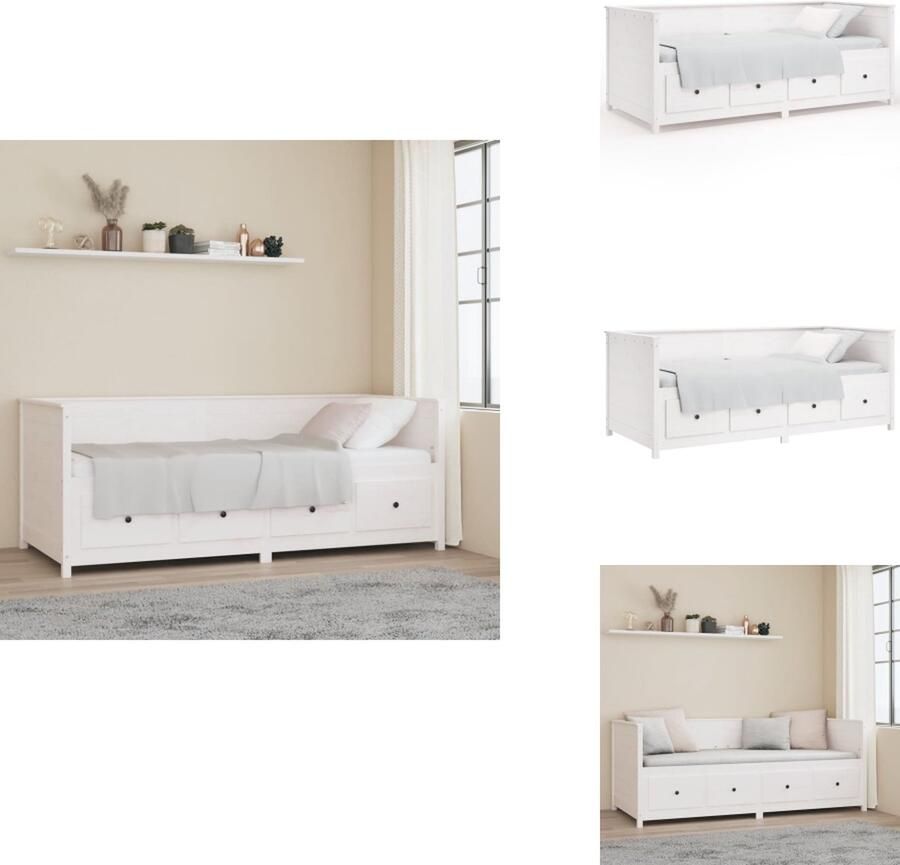 VidaXL Slaapbank Slaapbanken Bedbank Bed Slaapbank zonder matras 90x200 cm massief grenenhout wit