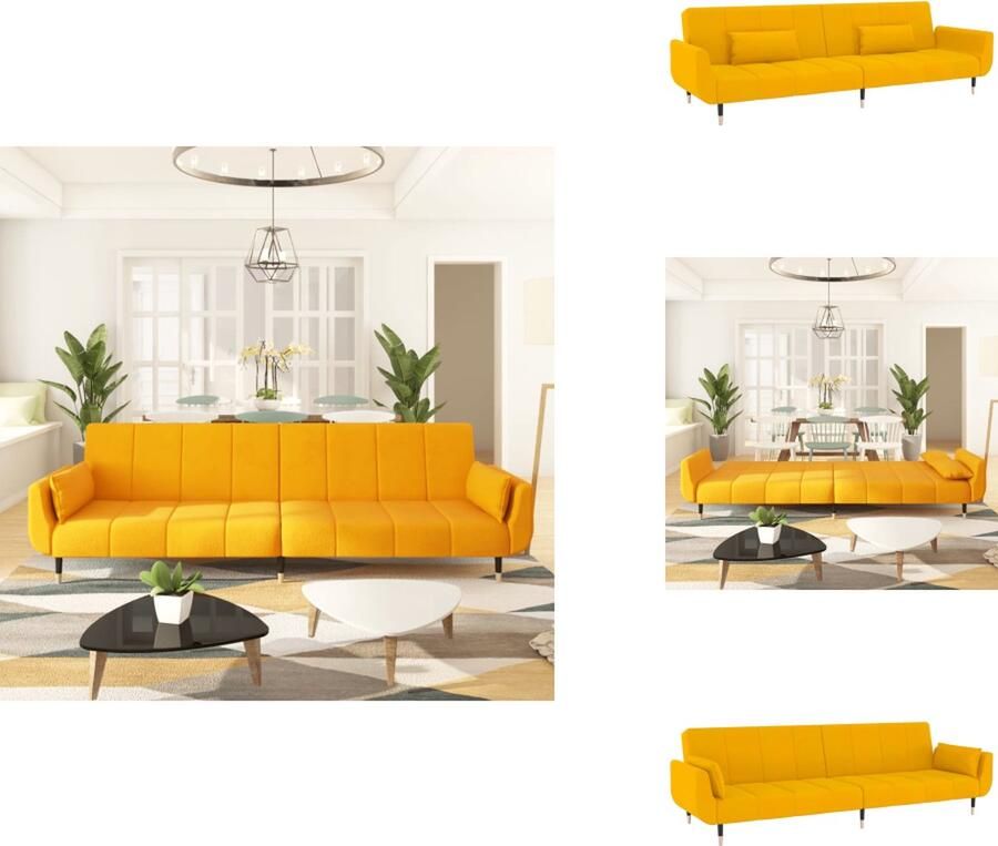 VidaXL Slaapbank Slaapbanken Bedbank Slaapbed Slaapbank 2-zits met 2 kussens fluweel geel