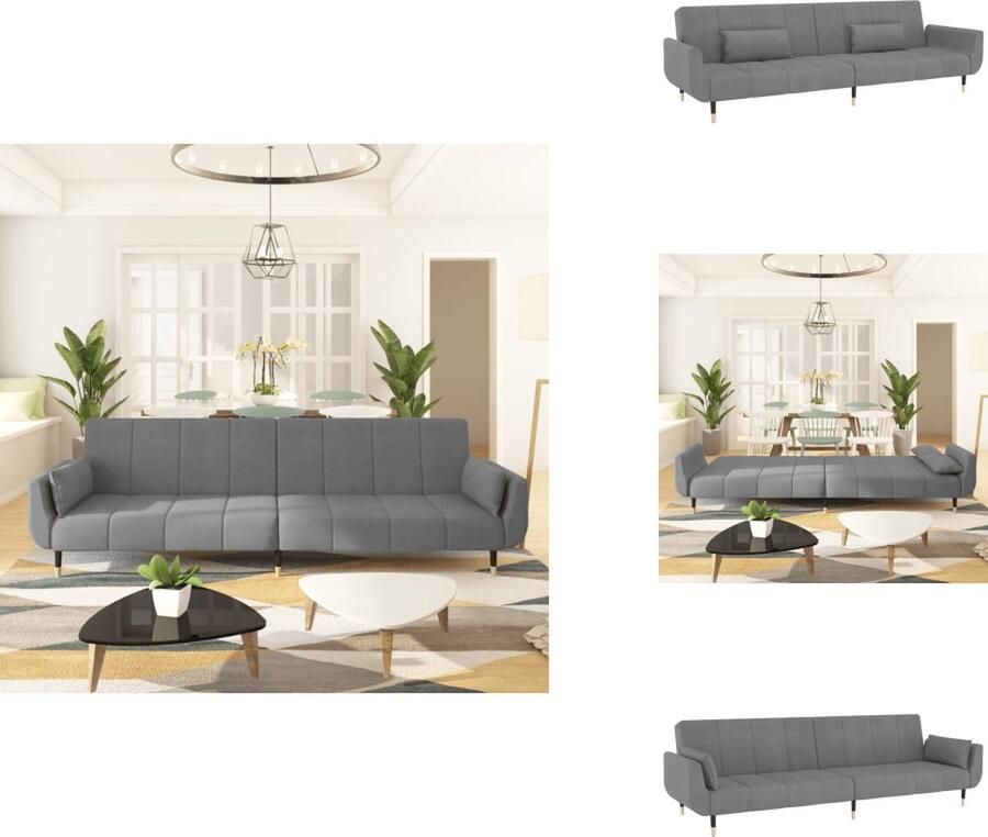 VidaXL Slaapbank Slaapbanken Bedbank Slaapbed Slaapbank 2-zits met 2 kussens fluweel lichtgrijs - Foto 2