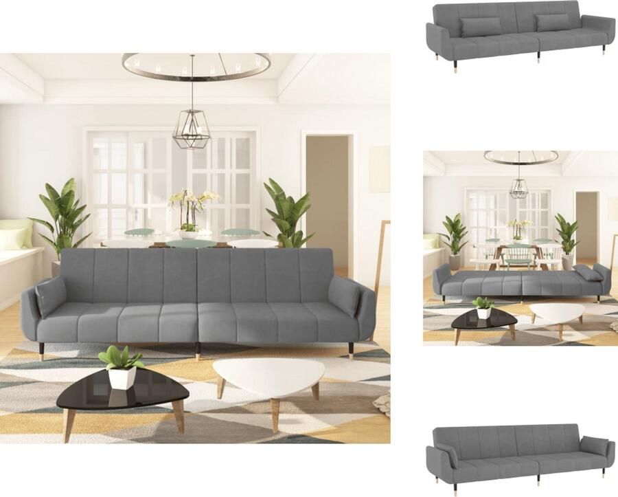 VidaXL Slaapbank Slaapbanken Bedbank Slaapbed Slaapbank 2-zits met 2 kussens fluweel lichtgrijs