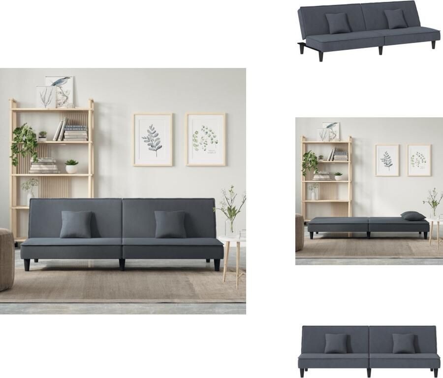 VidaXL Slaapbank Fluweel Verstelbare rugleuning Comfortabele zitervaring Praktische rolkussens Stevig en stabiel frame Donkergrijs Afmetingen- 200 x 89 x 70 cm Bank