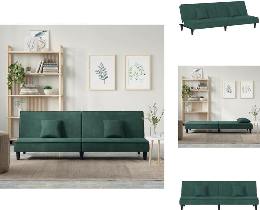 VidaXL Slaapbank Slaapbanken Bedbank Slaapbed Slaapbank fluweel donkergroen - Foto 2