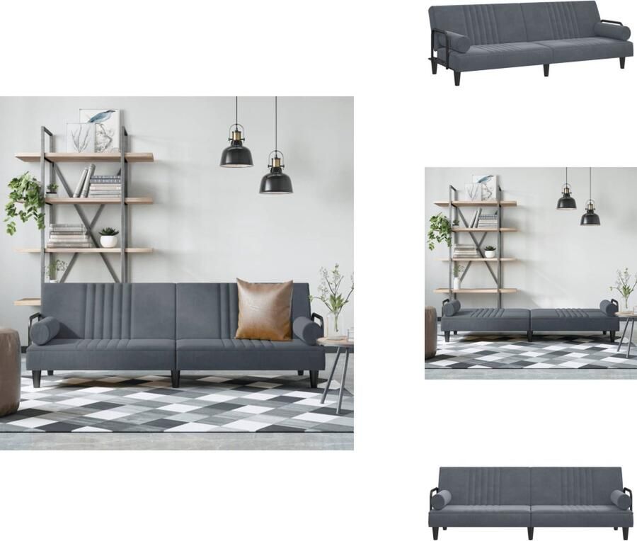 VidaXL Slaapbank Slaapbanken Bedbank Slaapbed Slaapbank met armleuningen fluweel donkergrijs